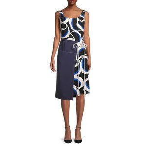 Marni | Abstract Paisley Sleeveless Dress in Blue Black Multi